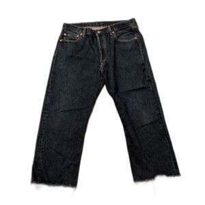 VTG Levi's 501 Blue Jeans 34x25 (ALTERED) Y2K 2004 Frayed Leg Openings Cut Off